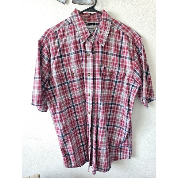 Carhartt Shirt Men's Large Relaxed Fit Short Sleeve Pocket Grandpacore Preppy - Picture 2 of 12